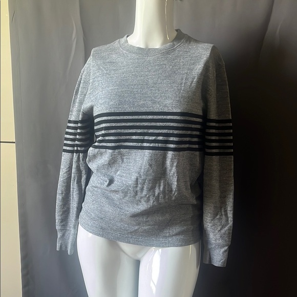 J. Crew Classic Gray and Black Striped Crewneck Sweater - Picture 1 of 9